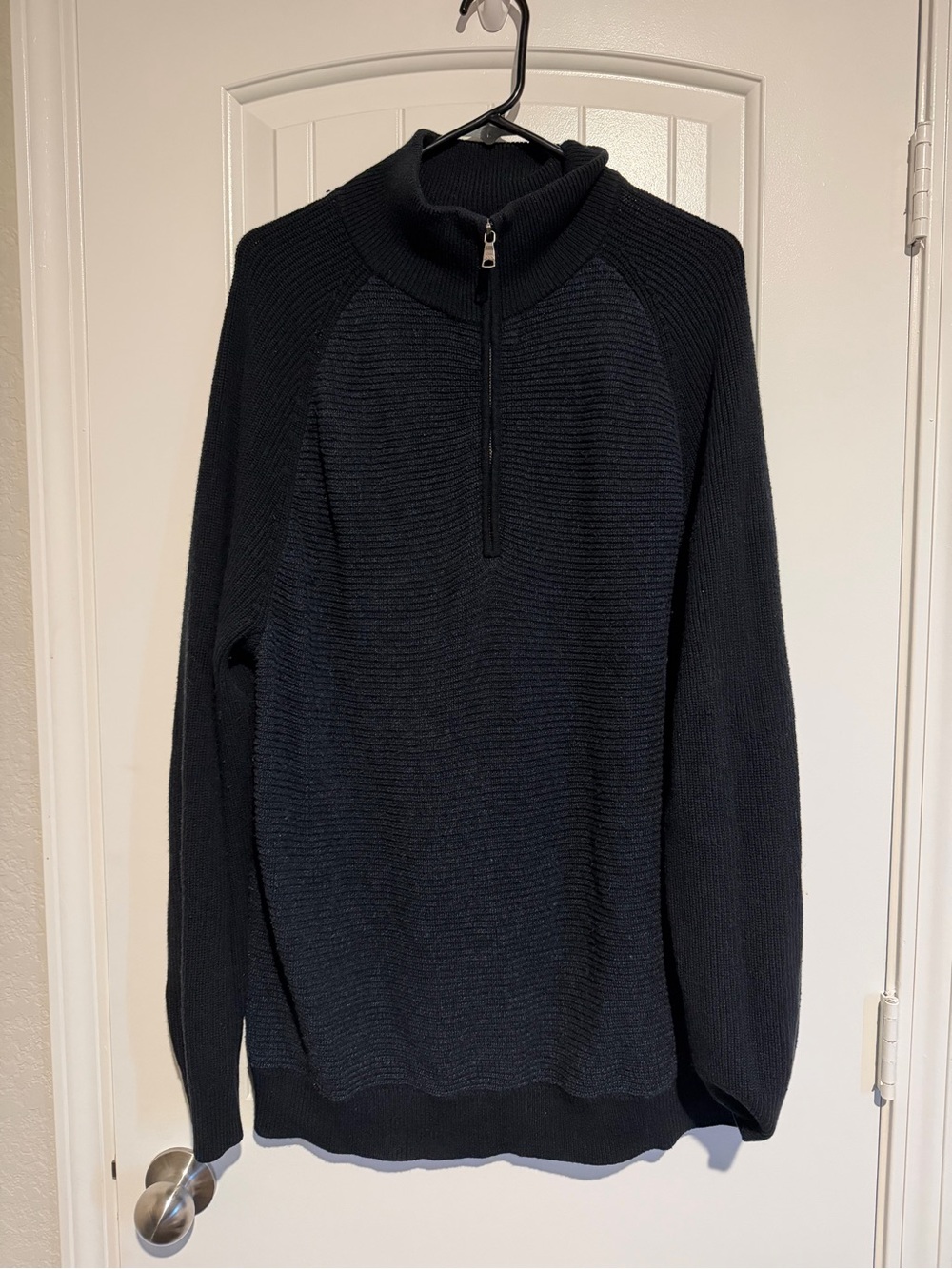 Banana Republic Dark Navy Half-Zip Ribbed Knit Sweater